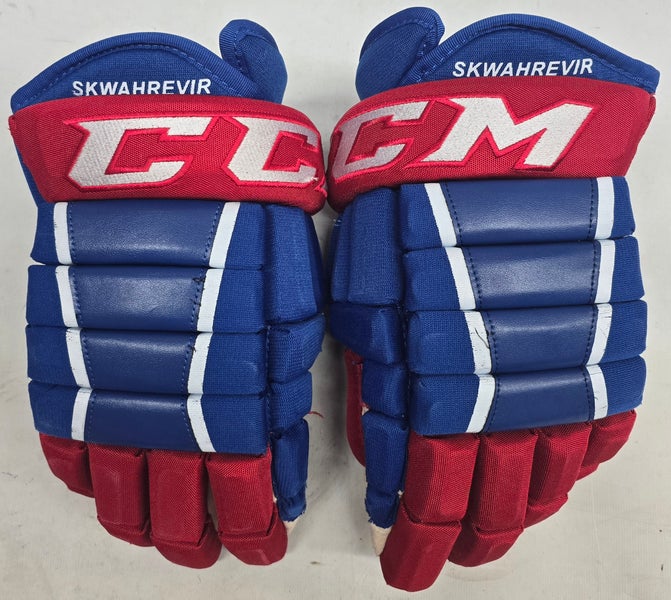 CCM HG97 Pro Stock Custom Hockey Gloves 14" NCAA Used UML (14593)