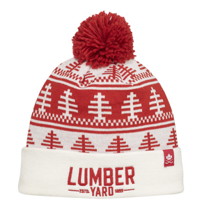New CCM White Holiday Lumberyard Pom Knit Beanie | Senior OSFA | #191520492045