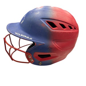 Used BoomBah BLUE AND RED Batting Helmet w/Mask White/Red/Navy MD 11863-S000024154