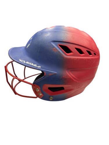 Used BoomBah BLUE AND RED Batting Helmet w/Mask White/Red/Navy MD 11863-S000024154