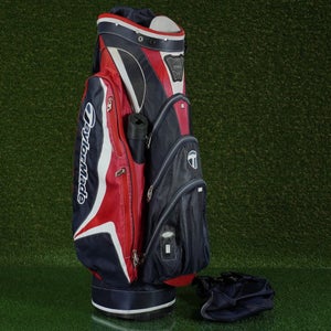 TAYLORMADE CATALINA CART BAG 14-WAY DIVIDERS PUTTER WELL GOLF BAG, RED / BLUE