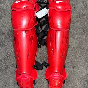 Nike Diamond Elite Baseball Catcher Leg Shin Guards Red 17” RARE!!!