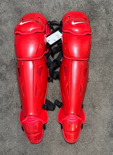 Nike Diamond Elite Baseball Catcher Leg Shin Guards Red 17” RARE!!!