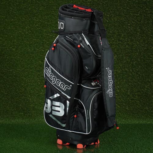 CLICGEAR B3 CART BAG 14-WAY DIVIDERS PUTTER WELL GOLF BAG, BLACK RED ~ EXCELLENT