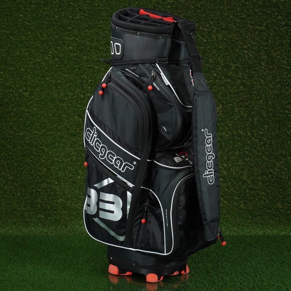 CLICGEAR B3 CART BAG 14-WAY DIVIDERS PUTTER WELL GOLF BAG, BLACK RED ~ EXCELLENT