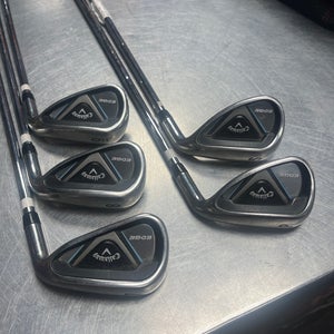 Men's Callaway Edge Right Handed Iron Set Regular Flex (5 Clubs) #7 - #9, PW, SW Steel Shaft (Used)