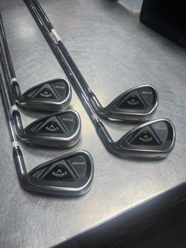 Men's Callaway Edge Right Handed Iron Set Regular Flex (5 Clubs) #7 - #9, PW, SW Steel Shaft (Used)