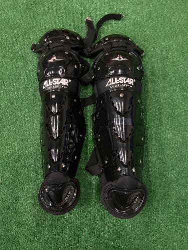 Black 11.5" All Star LGW11.5FP Catcher's Leg Guards (New)
