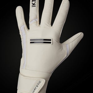 WARSTIC YOUTH MEDIUM IK3 PRO CABRETTA LONG CUFF BATTING GLOVES "BONE" (New)(Off-White)