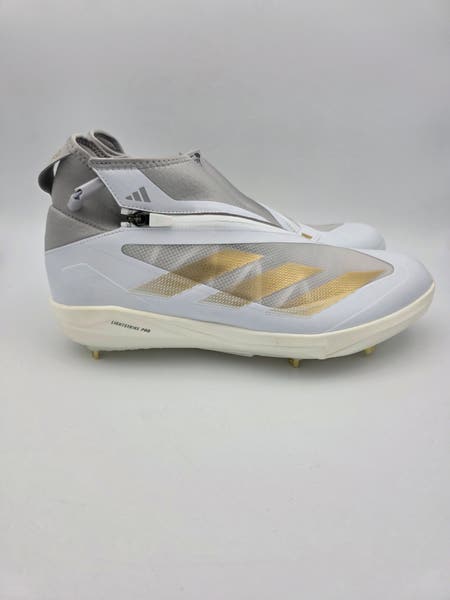 Size 13 Adidas Adizero Impact+ Metal Baseball Cleat Gray/Gold IF8483 Mens NEW Adidas Adizero Impact+ Metal Baseball Cleat Gray Gold IF8483  main image 2