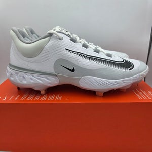 Nike Alpha Huarache Elite 4 Low 'White Black Wolf Grey' Baseball Cleats Men's Size 12.5