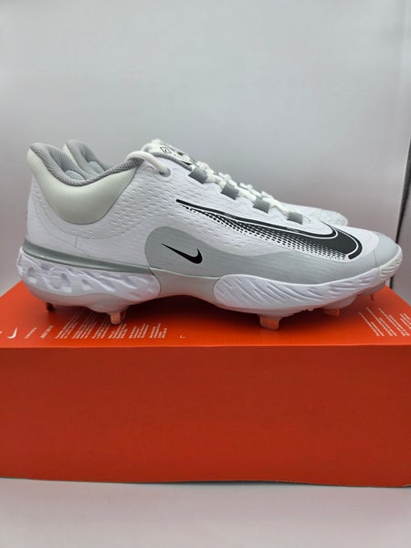 Nike Alpha Huarache Elite 4 Low 'White Black Wolf Grey' Baseball Cleats Men's Size 12.5