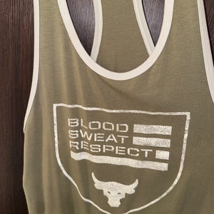 Men’s medium adult USED Project Rock racerback Under Armour - Blood Sweat Respect