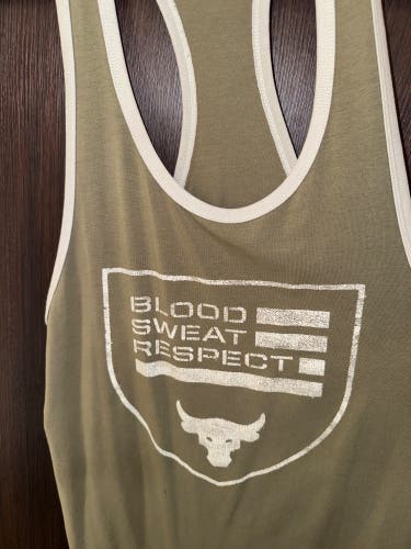 Men’s medium adult USED Project Rock racerback Under Armour - Blood Sweat Respect