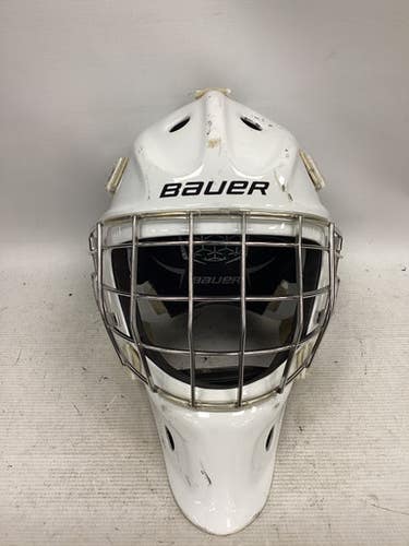 Used Bauer NME IX Senior Goalie Helmet/Mask White One Size 11851-S000039400