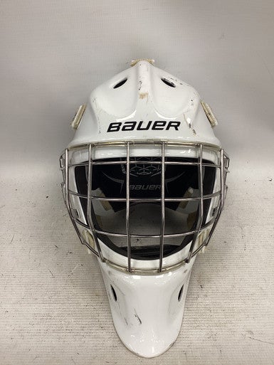 Used Bauer NME IX Senior Goalie Helmet/Mask White One Size 11851-S000039400