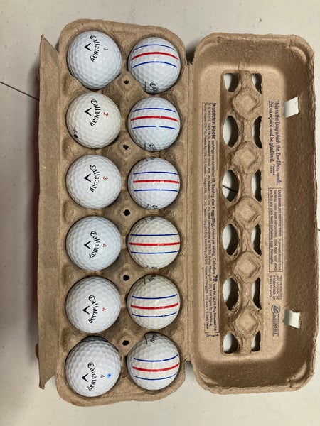 Callaway Chrome Series Balls 12 Pack 1/2 Triple Track 1/2 Plain White(Used)