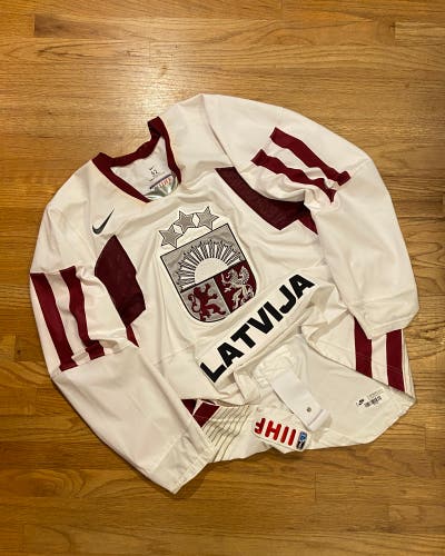 Latvia 2006 Winter Olympic Games IIHF Nike Swift Team-Issued Pro Hockey Jersey
