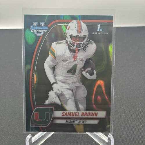 Samuel Brown Miami Hurricanes 2024 Bowman U Football 1st Teal Lava Refractor 159