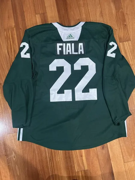 Kevin Fiala Player Used Worn Minnesota Wild Adidas Mic Camp Practice Jersey 56