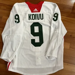 Mikko Koivu Player Used Worn Minnesota Wild Adidas Mic Practice Jersey 56