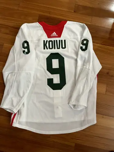 Mikko Koivu Player Used Worn Minnesota Wild Adidas Mic Practice Jersey 56