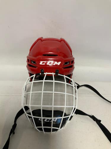 Used CCM TACKS 910 Helmet Cage Combo Red MD 11823-S000035434