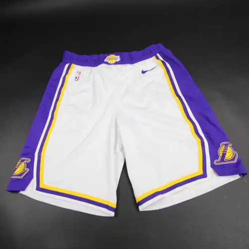 Los Angeles Lakers Nike NBA Authentic Game Used Shorts White/Purple 44