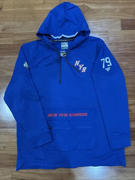 K'Andre Miller New York Rangers Fanatics Authentic Pro Stadium Series Hoodie Player Used Worn XL