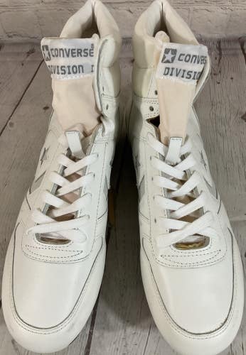 Converse Division 1 High Top Cleats Size 8.5 Genuine Leather Upper Balance White