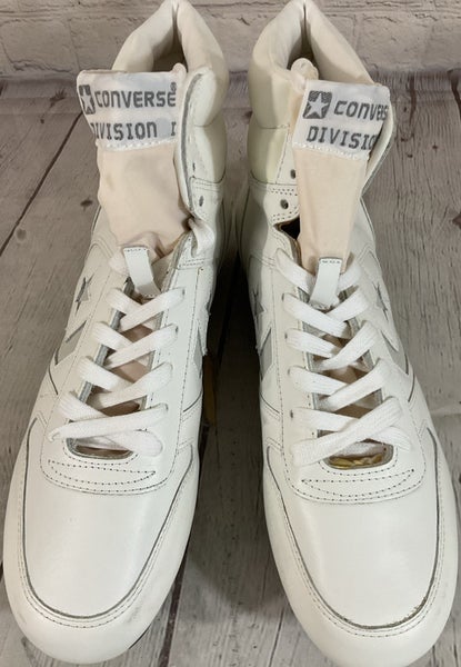 Converse Division 1 High Top Cleats Size 8.5 Genuine Leather Upper Balance White