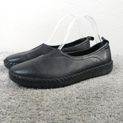 Flexi Womens Size 8 Comfort Shoes Slip On Soft Black Leather Flats