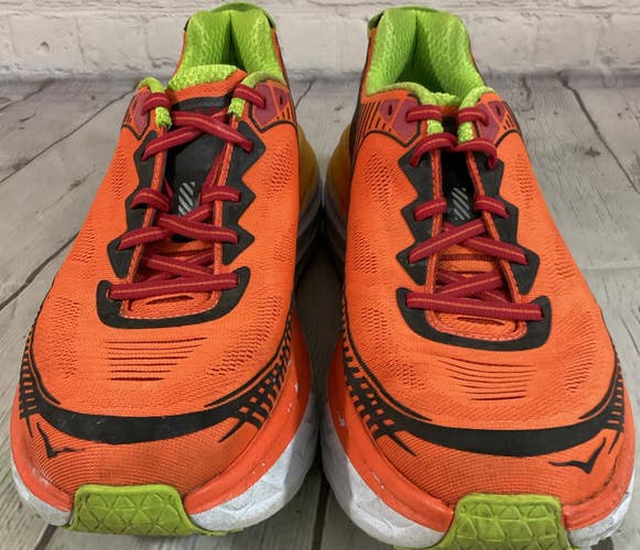 Hoka One One Neutral Mens Bondi 5 Size 9.5 Running Shoes Mesh Toe Box Orange