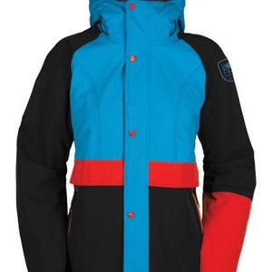 Bonfire Charlie Snowboard Jacket, Women's Medium, Pool Blue/Poppy Red/Black New