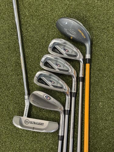 U.S. Kids Ultralight WT-10 Club Set 3W 6&8 PW, SWPutter 63" Yellow Junior RH 6pc