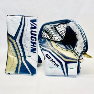 Vaughn V10 Pro Carbon Pro Stock Glove + Blocker Set - Regular - Navy/White/Gold