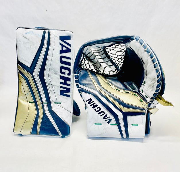 Vaughn V10 Pro Carbon Pro Stock Glove + Blocker Set - Regular - Navy/White/Gold