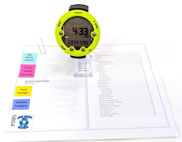 Suunto Zoop Novo Wrist Scuba Dive Computer Air & Nitrox Yellow SERVICED    #5804