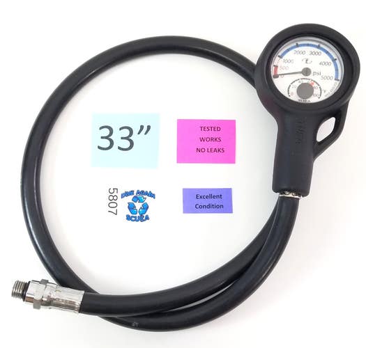 Tusa 5000 PSI SPG Submersible Pressure Gauge Scuba Dive Boot + Thermometer #5807
