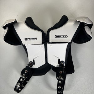 Battle Defender White Shoulder Pads Youth X-Large 16-17" For Parts - Read