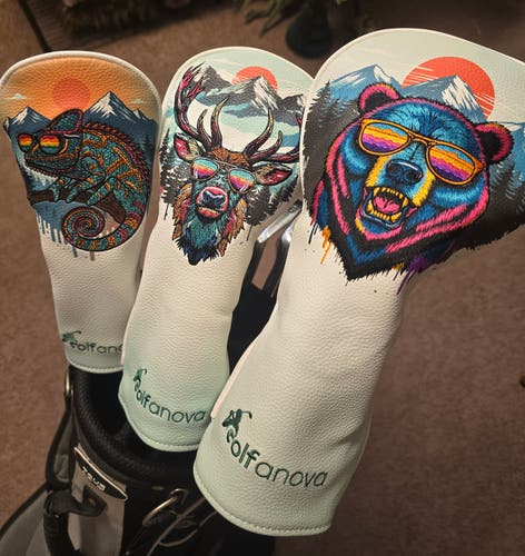 Head Cover (New)Color Drip Golf Headcovers Set - Driver, fairway wood, & hybrid