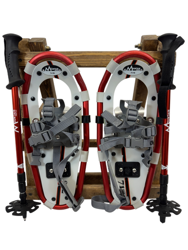 16" Mountain Profile Youth Snowshoes W/ Adjustable Poles and Carrying Bag