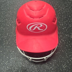 Used Rawlings RCFH Batting Helmet w/Mask Red One Size 11849-S000033110