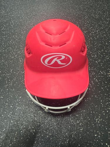 Used Rawlings RCFH Batting Helmet w/Mask Red One Size 11849-S000033110