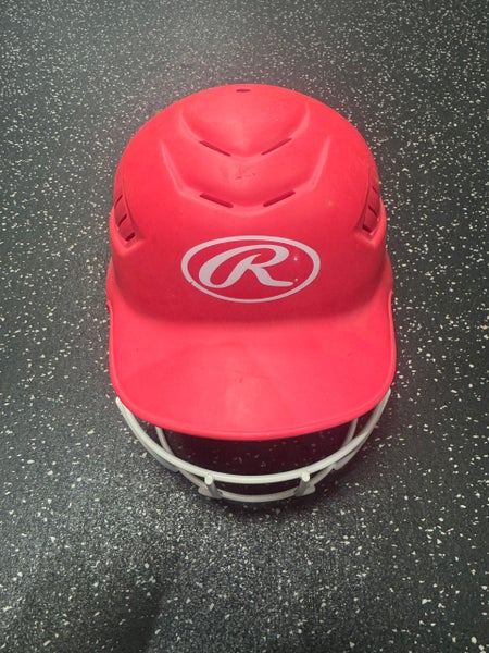 Used Rawlings RCFH Batting Helmet w/Mask Red One Size 11849-S000033110