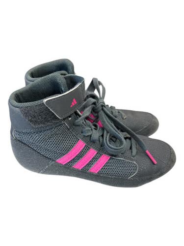 Used Adidas HP6873 GRY/PINK SHOES Wrestling Shoes Grey Junior 02 11862-S000091483