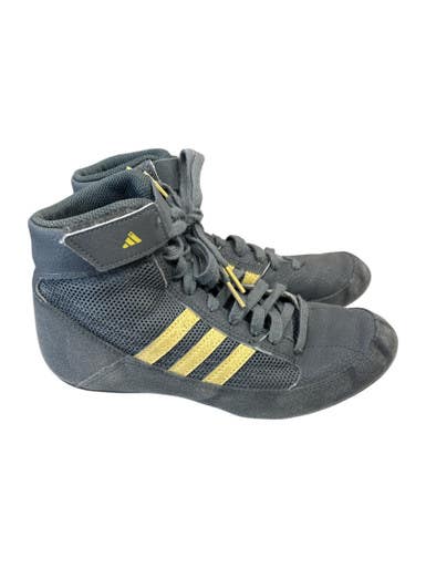 Used Adidas HP6872 GRY/GOLD SHOES Wrestling Shoes Grey Senior