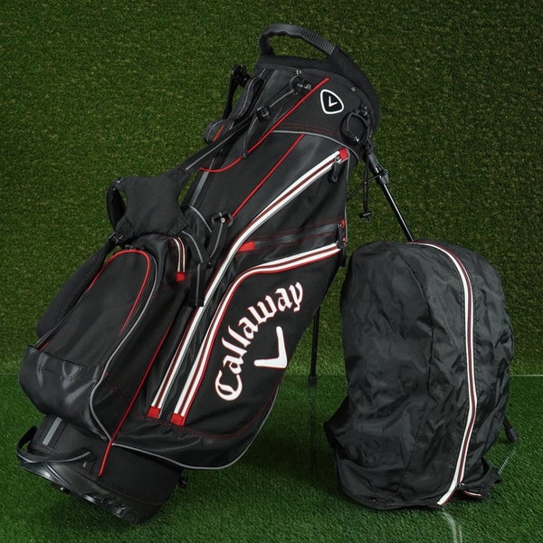 CALLAWAY CHEV STAND BAG 7 WAY DIVIDERS GOLF BAG, BLACK / RED ~ EXCELLENT!!