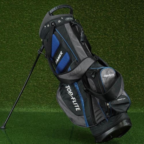 TOP FLITE GAMER STAND BAG 14 WAY DIVIDERS GOLF BAG, BLACK / BLUE ~ LOOK!!