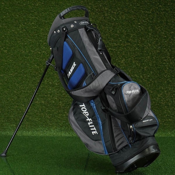 TOP FLITE GAMER STAND BAG 14 WAY DIVIDERS GOLF BAG, BLACK / BLUE ~ LOOK!!